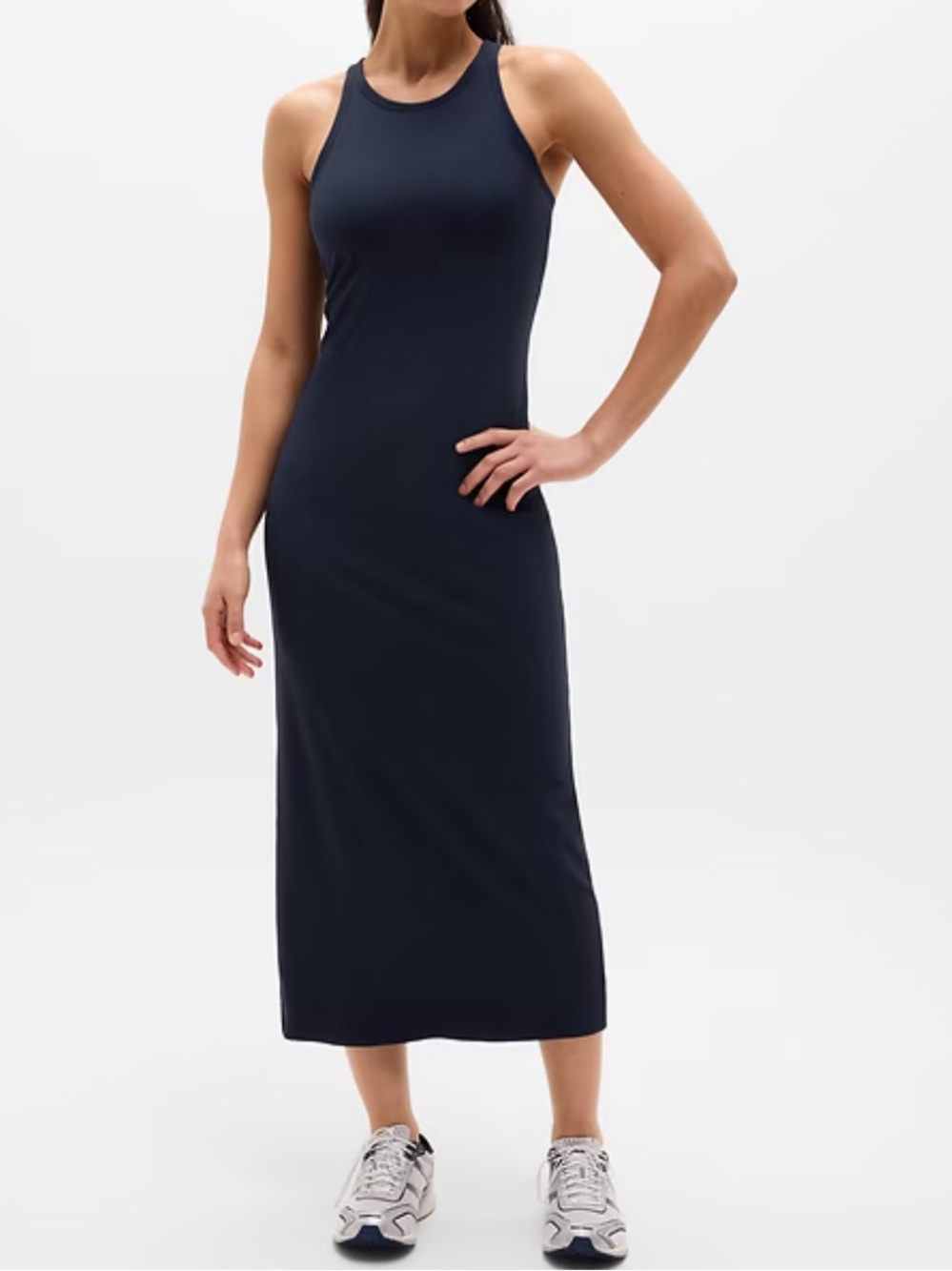 ATHLETA Signature Rib Maxi Dress M Medium Navy #657062 NEW